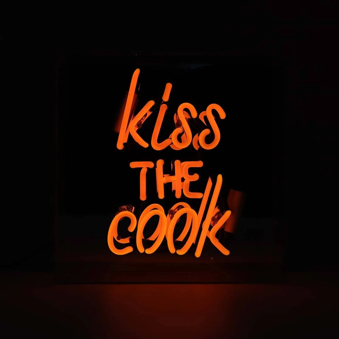 kiss the Cook Glass Neon Sign - Orange