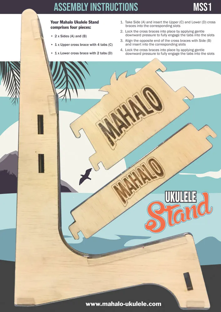 Mahalo | MSS1 | ENGRAVED WOODEN UKULELE STAND |