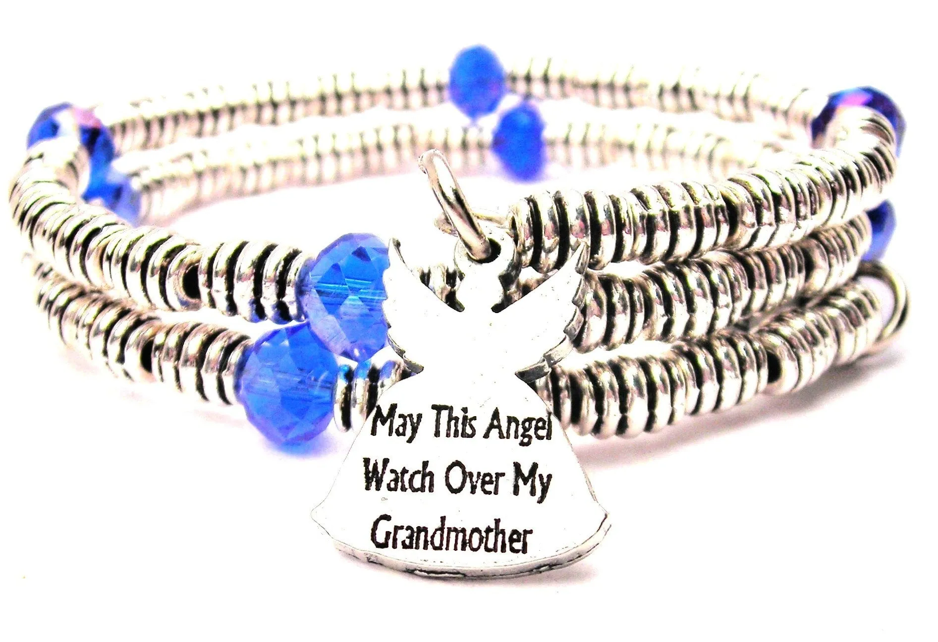 May This Angel Watch Over My Grandmother Curly Coil Wrap Style Bangle Bracelet