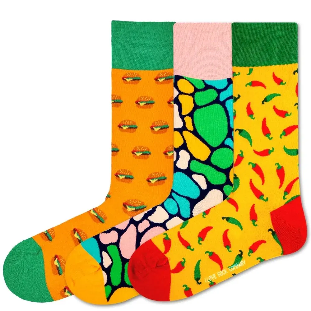 Men’s Colorful Fun Patterned Crew Socks Gift Box