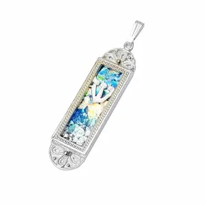 Mezuzah Pendant - Colorful Roman Glass