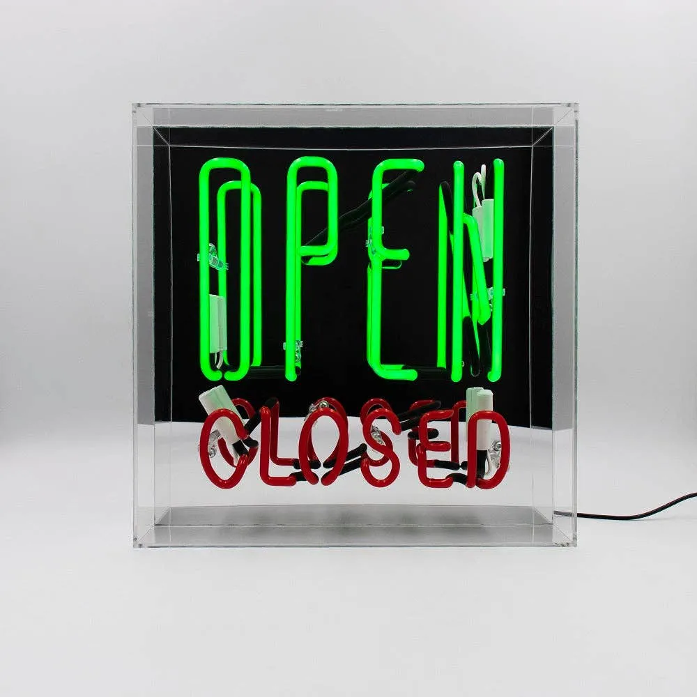 open / Closed Large Glass Neon Sign