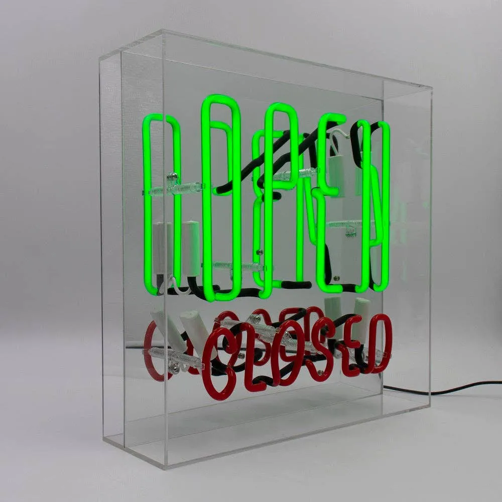 open / Closed Large Glass Neon Sign