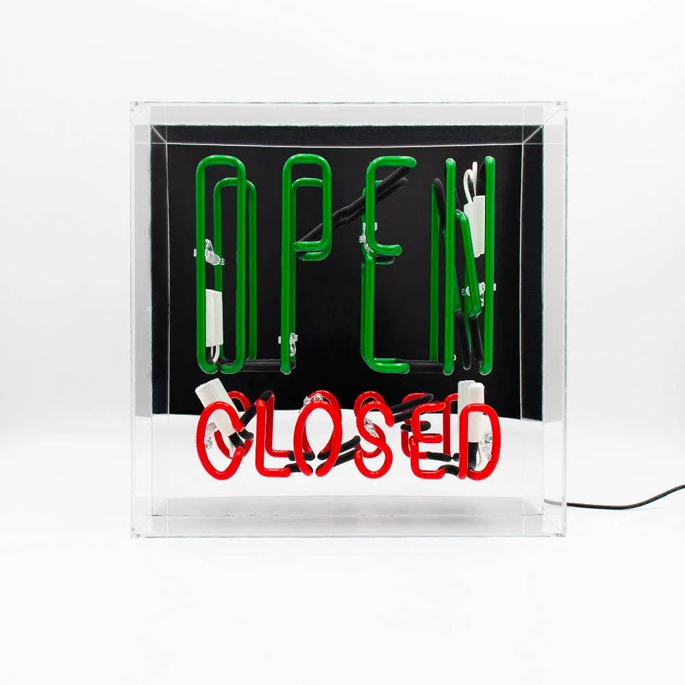 open / Closed Large Glass Neon Sign