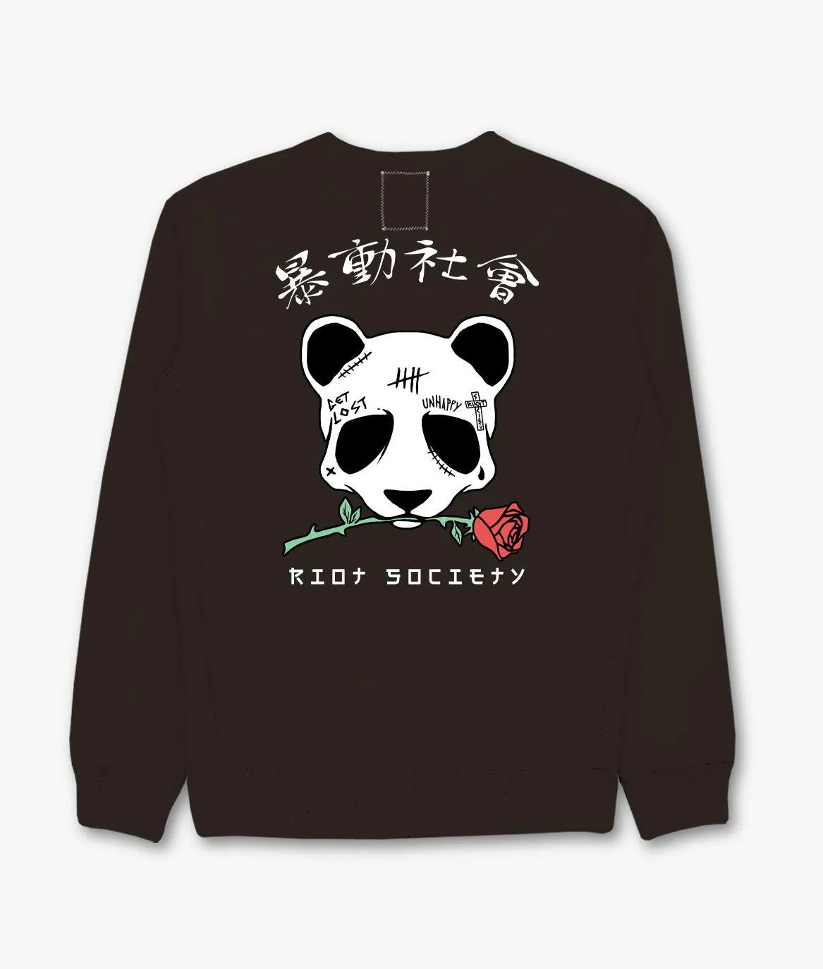 Panda Rose Skull Tattoo Mens Crewneck Sweatshirt