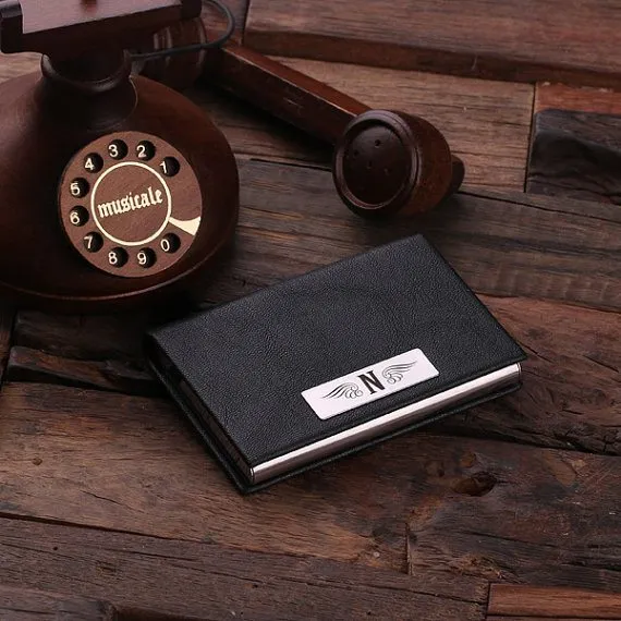 Personalised Leather Card Holder with Gift Box