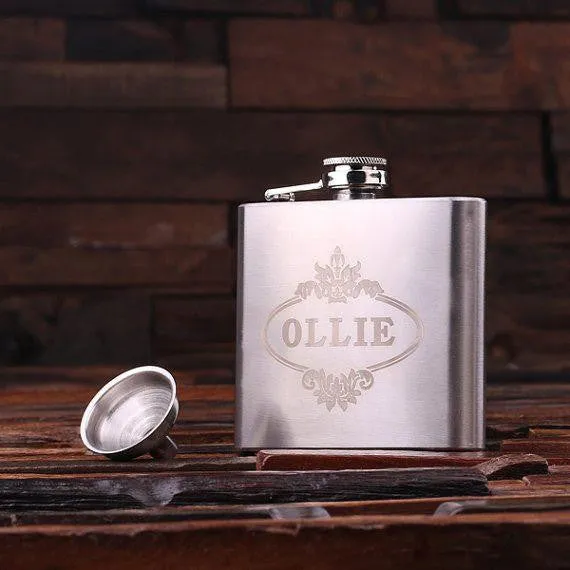 Personalised Stainless Steel Flask with Wood Gift Box - 180mL