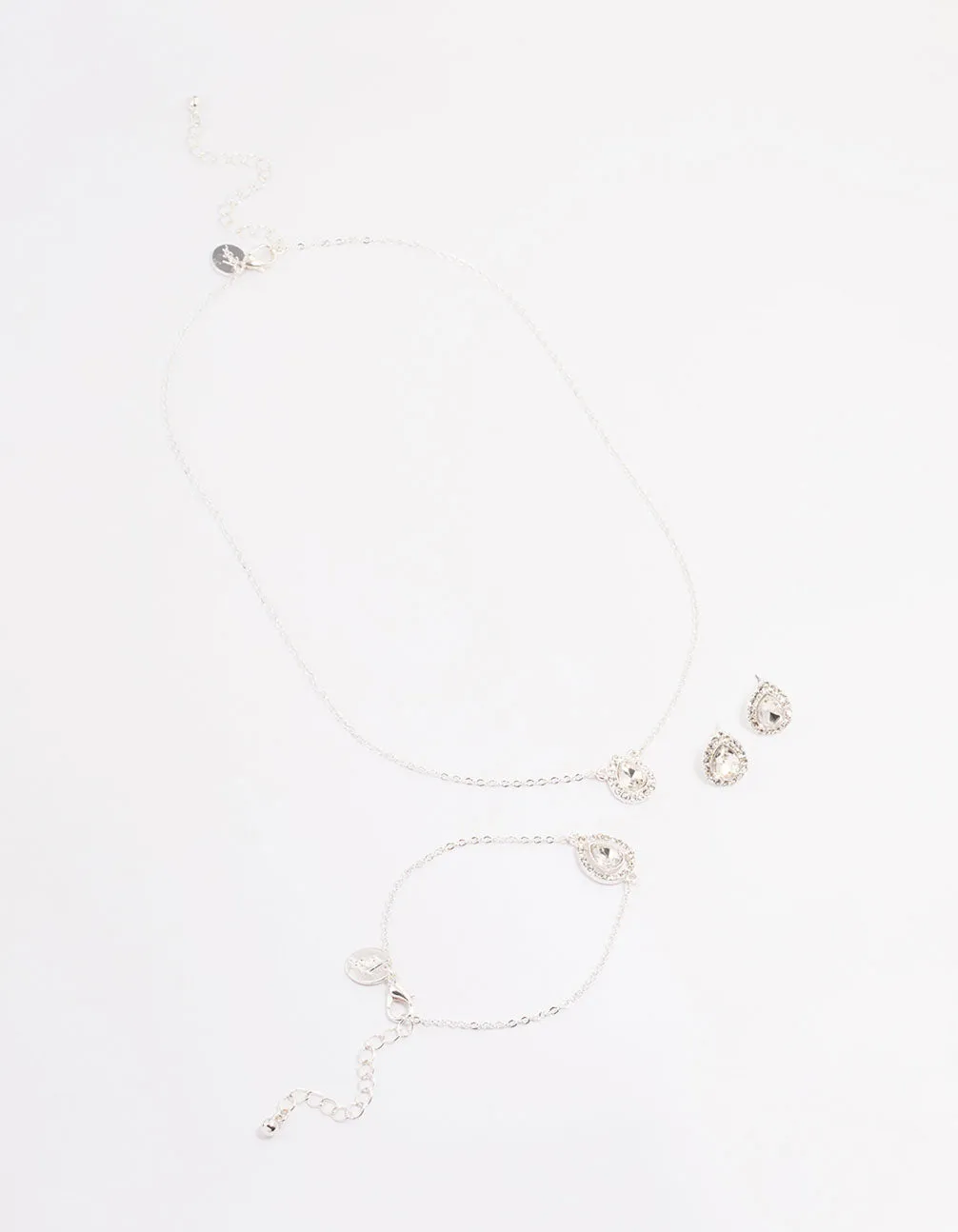 Silver Diamante Pear-Shaped Jewellery Set