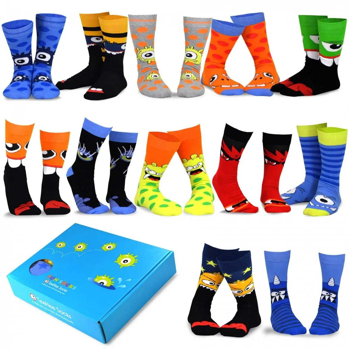 TeeHee Socks Men's Halloween Crew 12-Pack Gift Box A (12167)