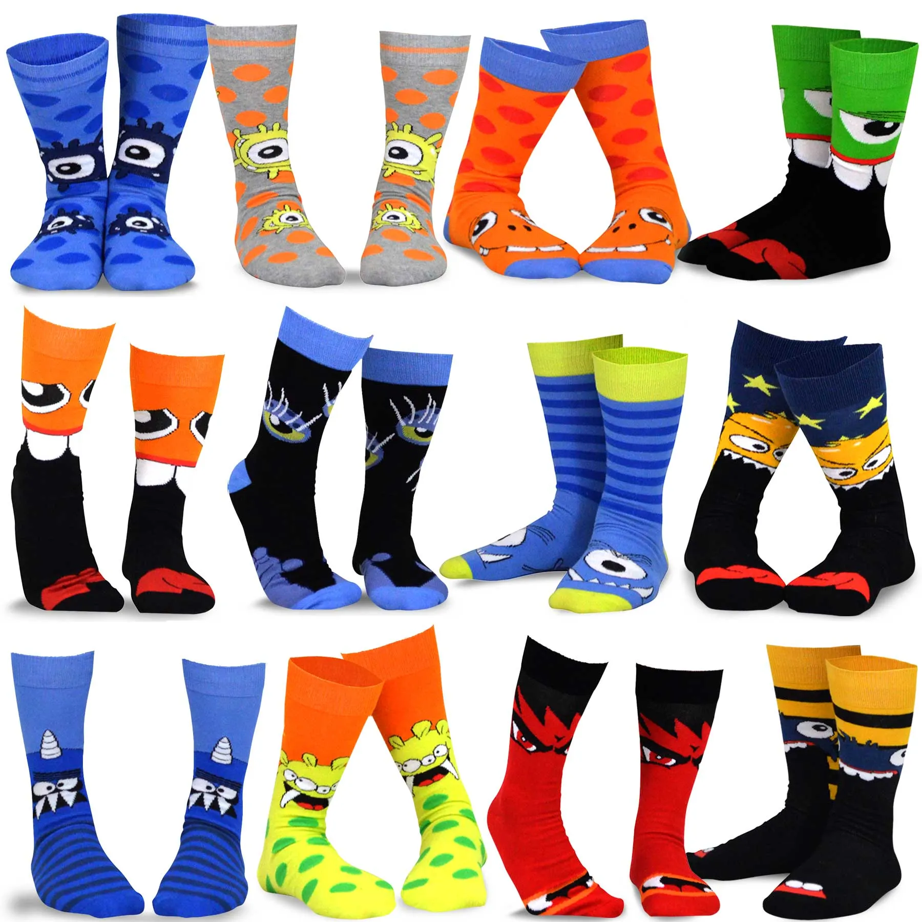 TeeHee Socks Men's Halloween Crew 12-Pack Gift Box A (12167)