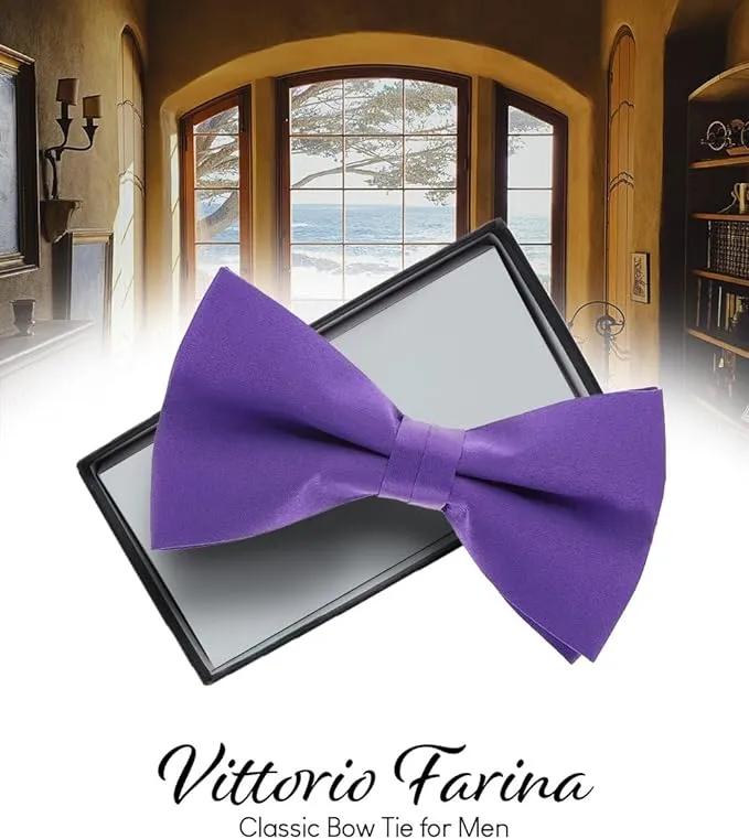 Vittorio Farina Men's Satin Bow Tie in Gift Box