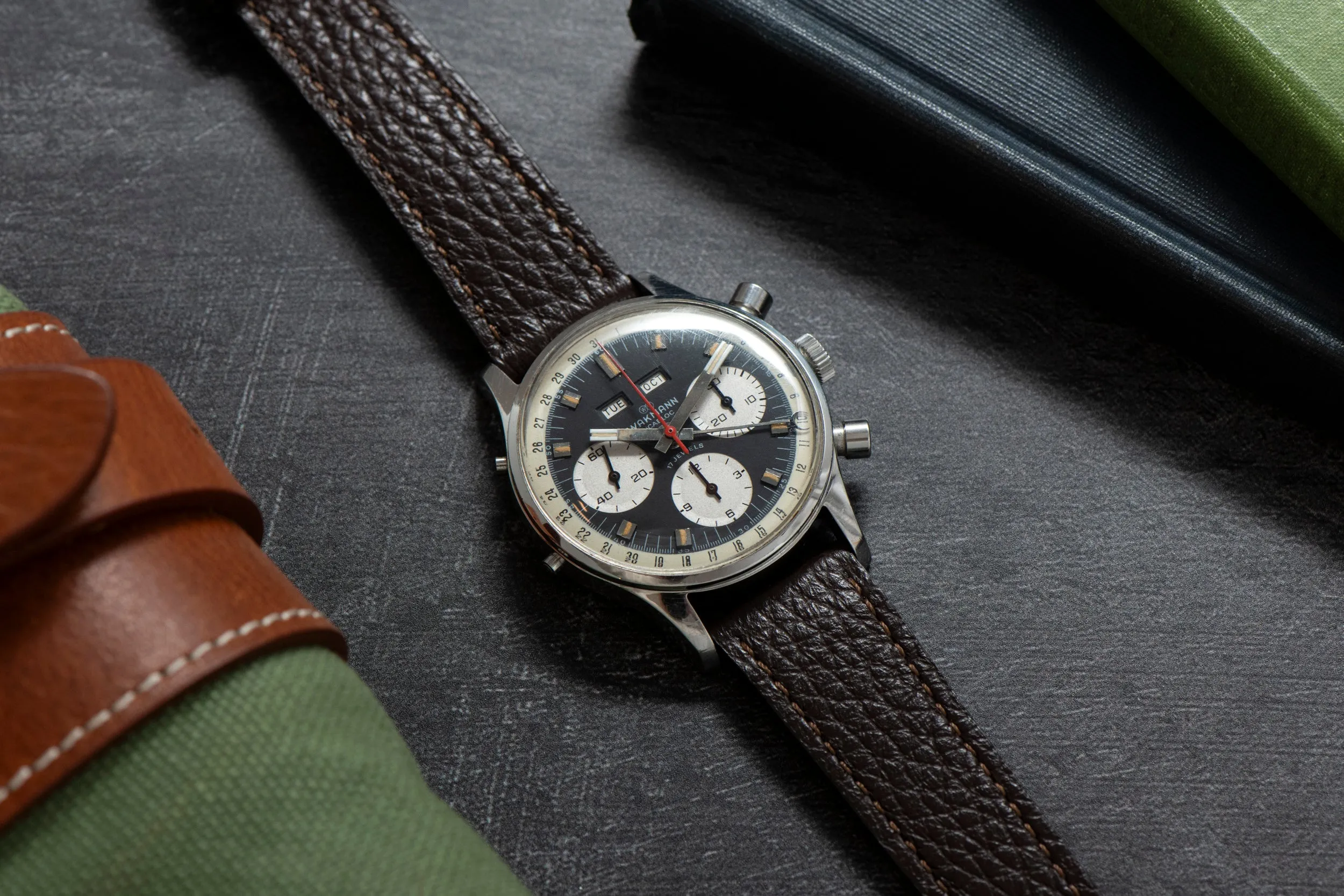 Wakmann Triple Calendar 'Reverse-Panda' Chronograph