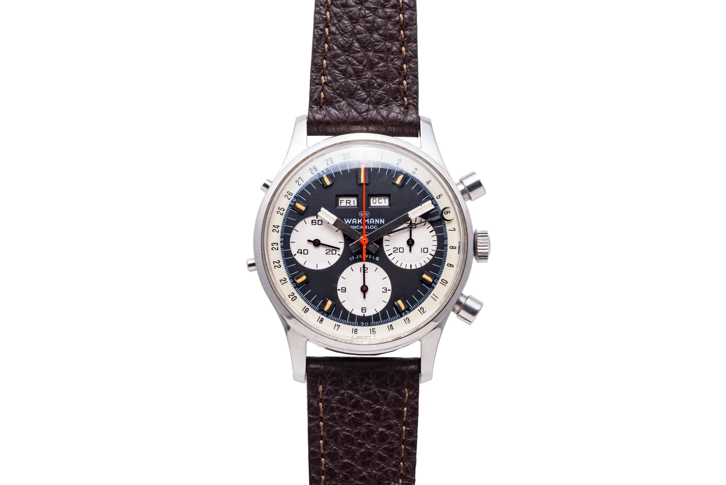 Wakmann Triple Calendar 'Reverse-Panda' Chronograph