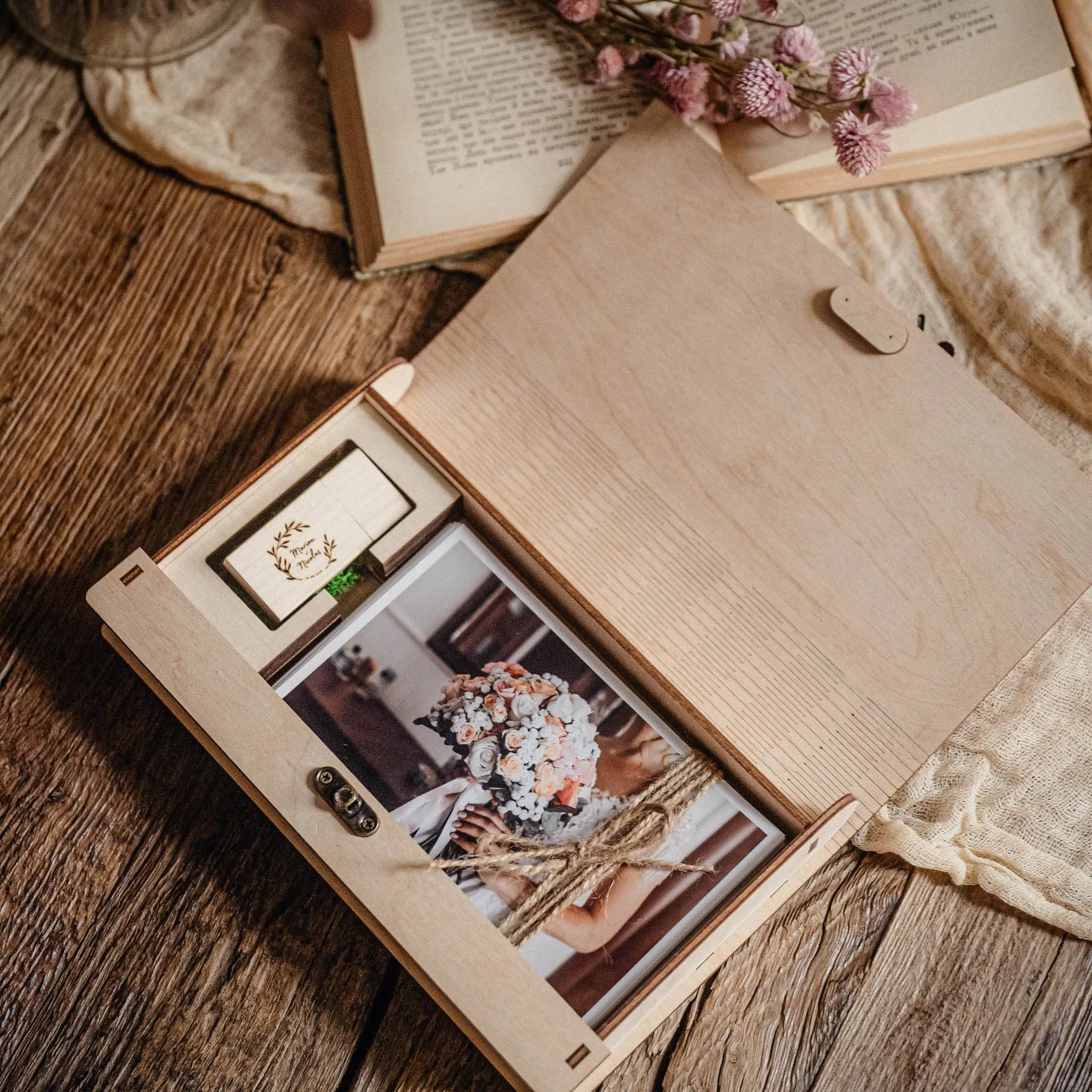 Wood Print Box and USB Drive - Preserve Moments and Gift Sentiments